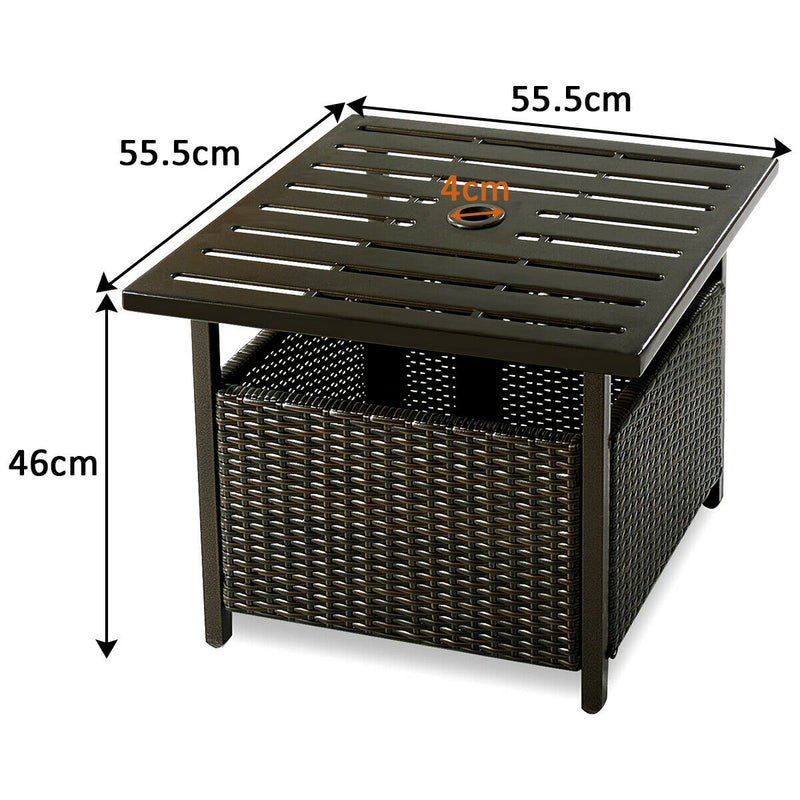 Square Rattan Patio Table with Parasol Hole