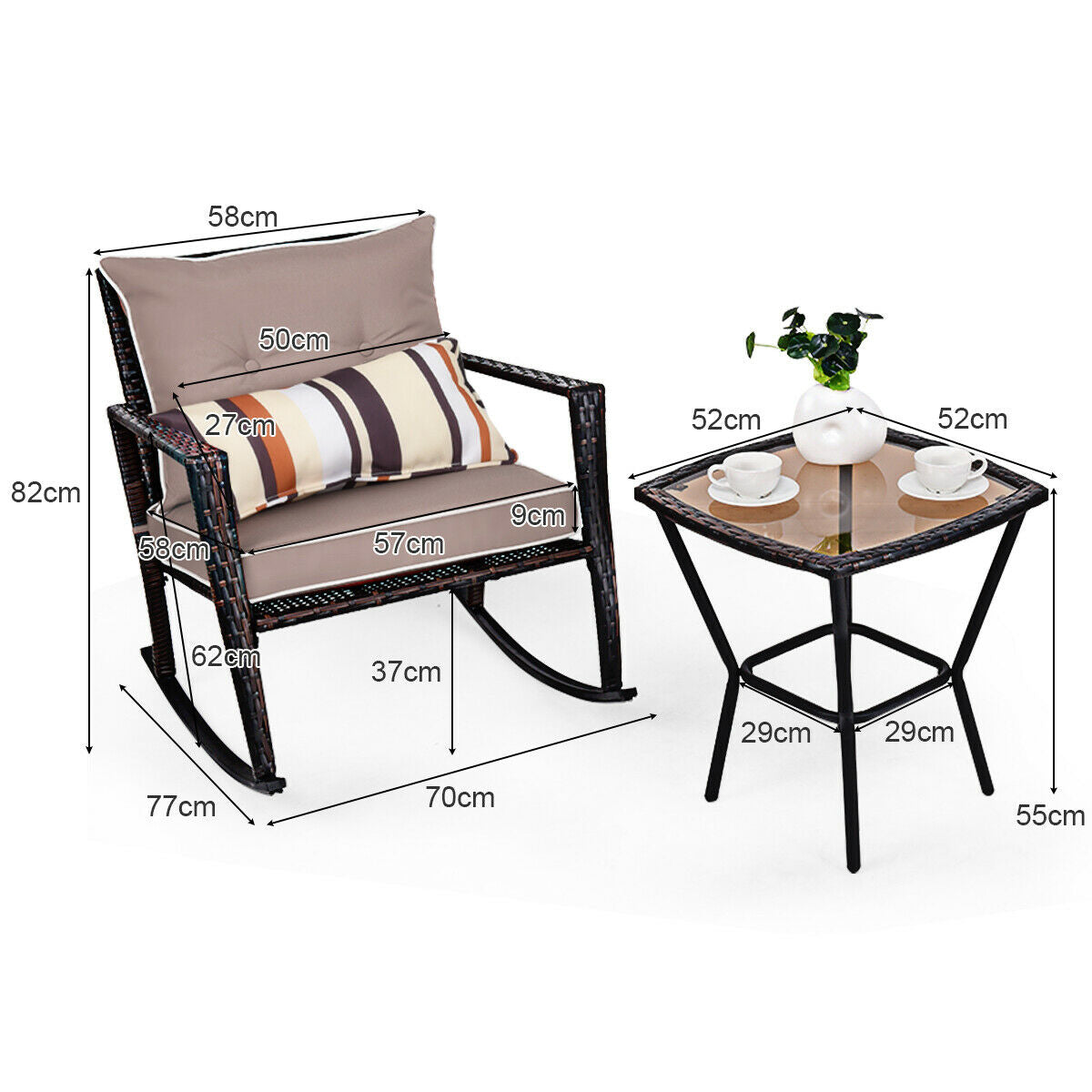 Rocking wicker deals bistro set