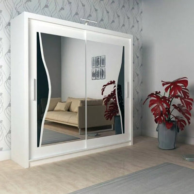 Heffner White Sliding Door Wardrobe  3 Sizes 4 Colour