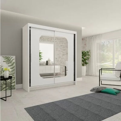 Merica 2 Door Mirrored Sliding Wardrobe - Black, White, Grey