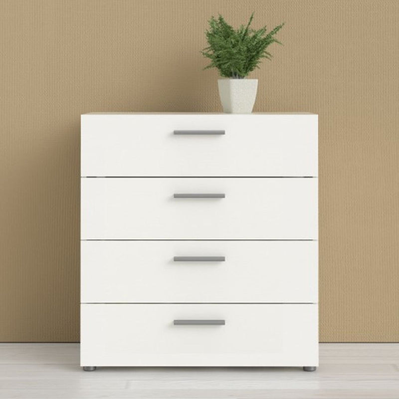 Nottingham High Quality Laminated 4 Drawers Chest - White Woodgrain