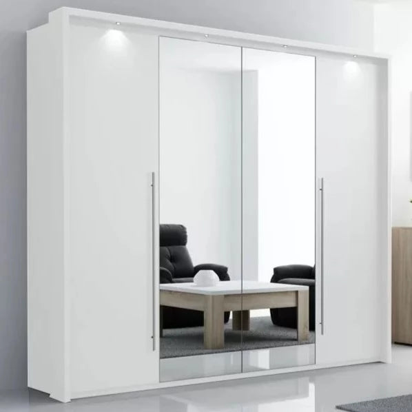 Drako Mirrored Wardrobe - White and Grey