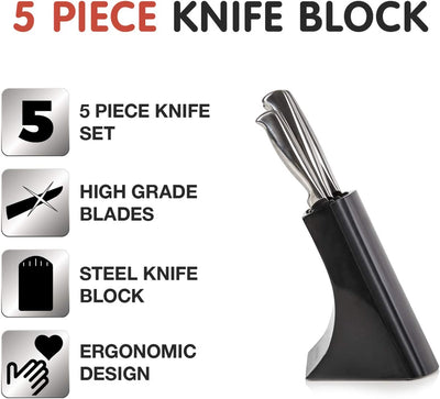 Morphy Richards Accents 46290 5 Piece Knife Block with High Grade Polished Stainless Steel Knives