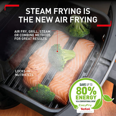 Tefal EasyFry 3-in-1 XXL Digital Air Fryer, Grill and Steamer 6.2L Capacity 7 Programs inc Dehydrator Black FW201, [Save Up To 80% Energy]