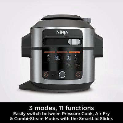 NINJA Foodi 11-in-1 SmartLid Multi-Cooker 6L [OL550UK] Electric Pressure Cooker, Air Fryer, Combi-Steam, Slow Cooker, Grill, Bake