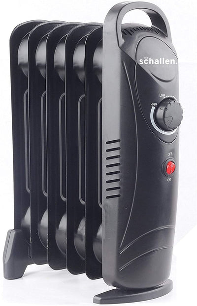Schallen Black Portable Electric Slim Oil Filled Radiator Heater with Adjustable Temperature Thermostat
