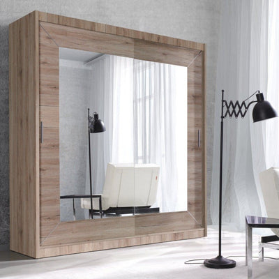 Abel 2 Door Mirrored Sliding Wardrobe  3 Colours