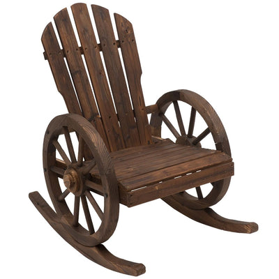 New Wood Outdoor Garden Adirondack Rocking Chair - Brown