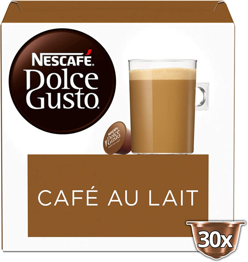 Nescafe Dolce Gusto Café Au Lait Coffee Pods (Pack of 3, Total 90 Capsules)