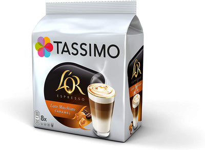 Tassimo L'OR Latte Macchiato Caramel Coffee Pods - 10 Packs (80 Drinks)