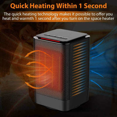 Electric Ceramic Oscillating Space Heater - Black