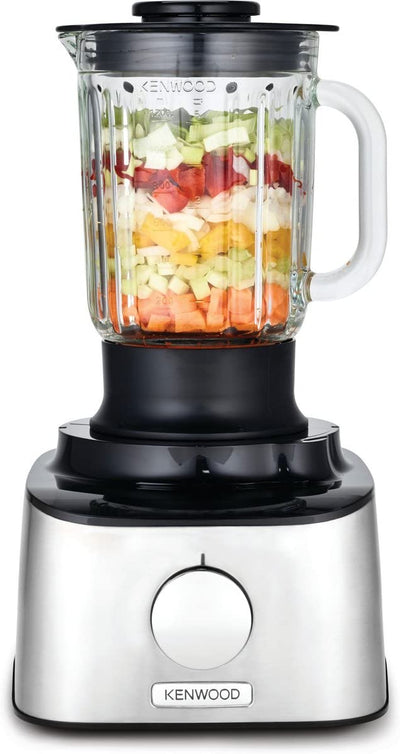 Kenwood Multipro Compact Food Processor, 1.2L Bowl, 1.2L Thermo-resist Glass Blender, Dough Hook, Whisk, Slicing Grating Discs, 800 W, FDM302SS