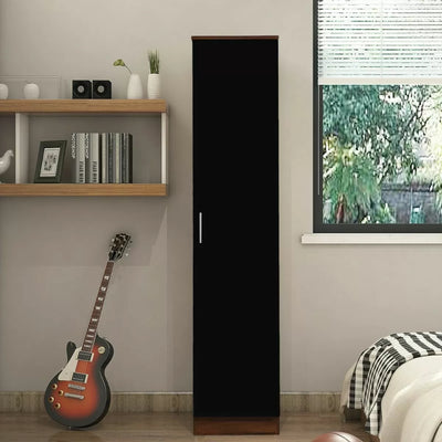 3 Piece Reflect High Gloss 1 Door Wardrobe Set - Black & Walnut