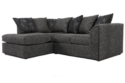 Byron Left Hand Corner Sofa - Black Dundee