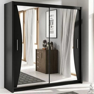 Caledonia Sliding Door Wardrobe  Black, White