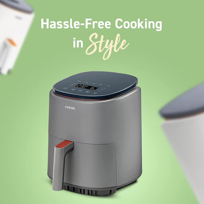 COSORI Air Fryer Lite 3.8L, Preset Multi-Stage Cooking, 75-230℃, Smart Control, 1500W, 3 Portions, 140+ Online Recipes Cookbook, Dishwasher Safe, Grey