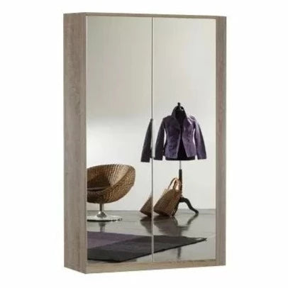 Gema 2 Door Mirrored Corner Wardrobe - Oak