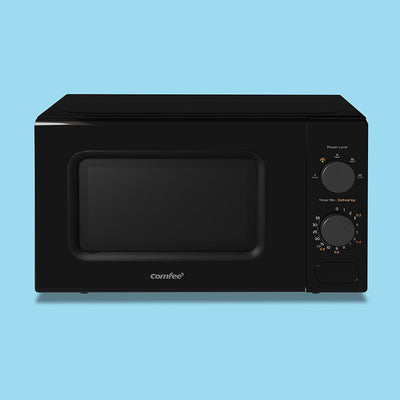 COMFEE' 700W 20L Black Microwave Oven With 5 Cooking Power Levels, Quick Defrost Function, And Kitchen Manual Timer - Compact Design CM-M202CC(BK)