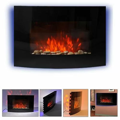 Large LED Curved Glass Electric Fire Place