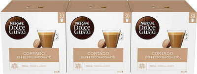 Nescafe Dolce Gusto Cortado Espresso Macchiato Coffee Pods (Pack of 3, Total 90 Capsules)