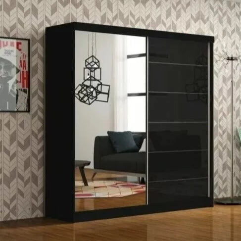 Infinite High Gloss Sliding Door Wardrobe - White, Black