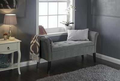 Balmoral Window Ottoman Storage Bench - Brown, Silver or Grey