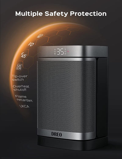 Dreo Space Heater Atom One, 3-Speed 70° Oscillating Electric PTC Ceramic Heater with Thermostat, 1-12H Timer, Remote Control, Energy-Saving Eco Mode