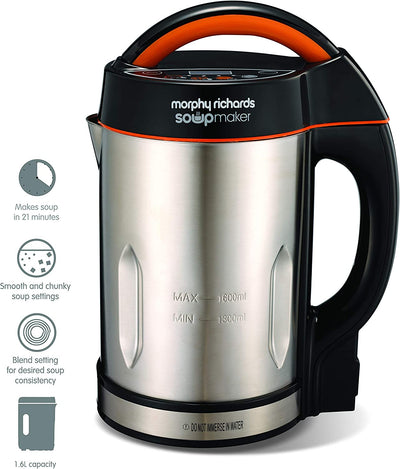 Morphy Richards 48822 Soup maker, Stainless Steel, 1000 W, 1.6 liters