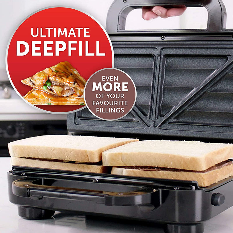 Breville Ultimate Deep Fill Toastie Maker | 2 Slice Sandwich Toaster | Removable Non-Stick Plates | Stainless Steel | Black [VST082]