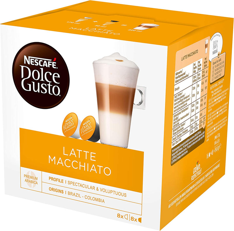 Nescafe Dolce Gusto Latte Macchiato Coffee Pods (Pack of 6 | 96 Capsules)