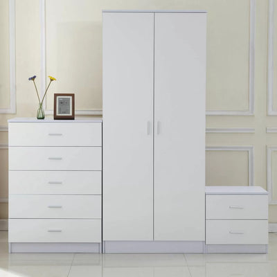 3PC High Gloss Wardrobe Set - White