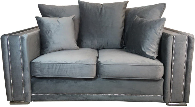 Milan 2 Seat Sofa Scatter Back Cushions Plush - Grey