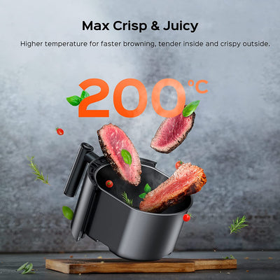 Dreo Air Fryer, 40℃ to 200℃, Cookbook, 3.8 L Hot Oven Cooker, 9 Presets on LED Onetouch Screen, Timer & Temperature Control, Nonstick Basket, 1500W