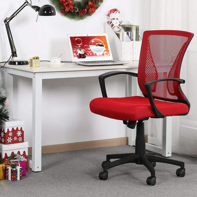 Yaheetech Adjustable Office Chair Ergonomic Executive Mesh Swivel Comfy Work Desk Computer Chair with Arms/Height Adjustable Red