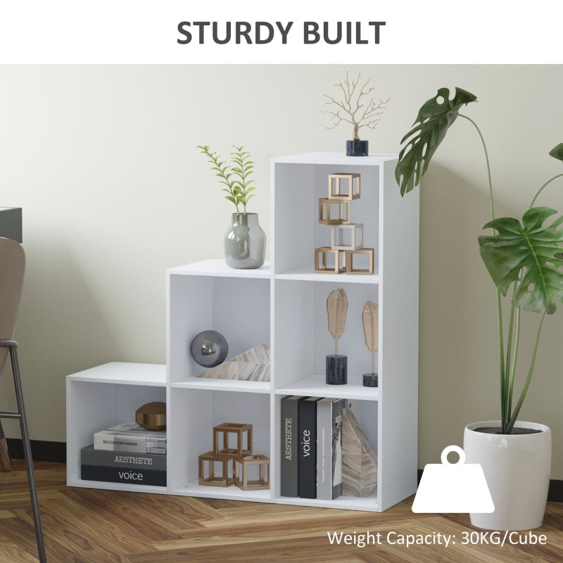 6 Cubes 3-Tier Shelving Cabinet, Particle Board-White