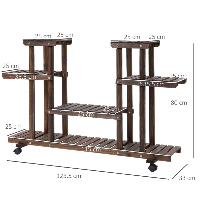 4-Tier Plant Stand With Wheels Brakes