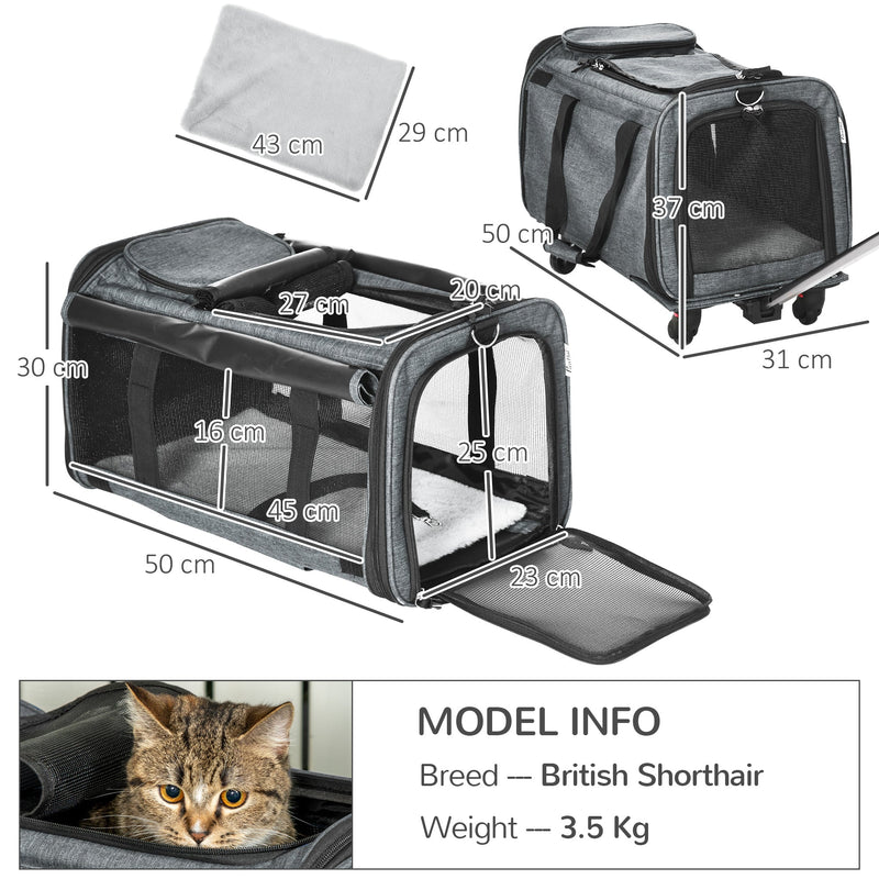 PawHut 4 in 1 Pet Carrier Portable Cat Carrier Foldable Dog Bag On Whe Infyniti Home