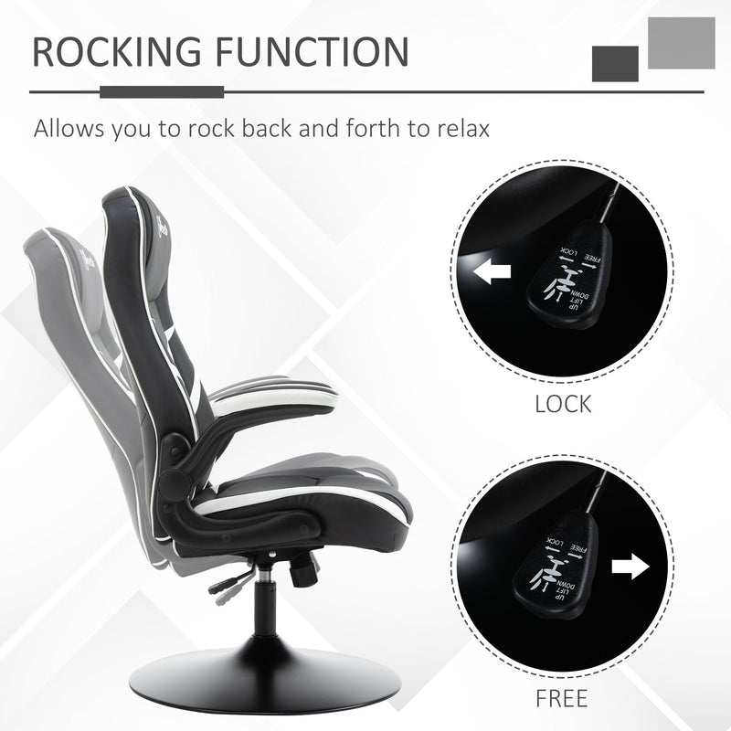 Vinsetto Gaming Chair Ergonomic Computer Chair Home Office Desk Swivel Chair w/ Adjustable Height Pedestal Base PVC Leather, Black & White