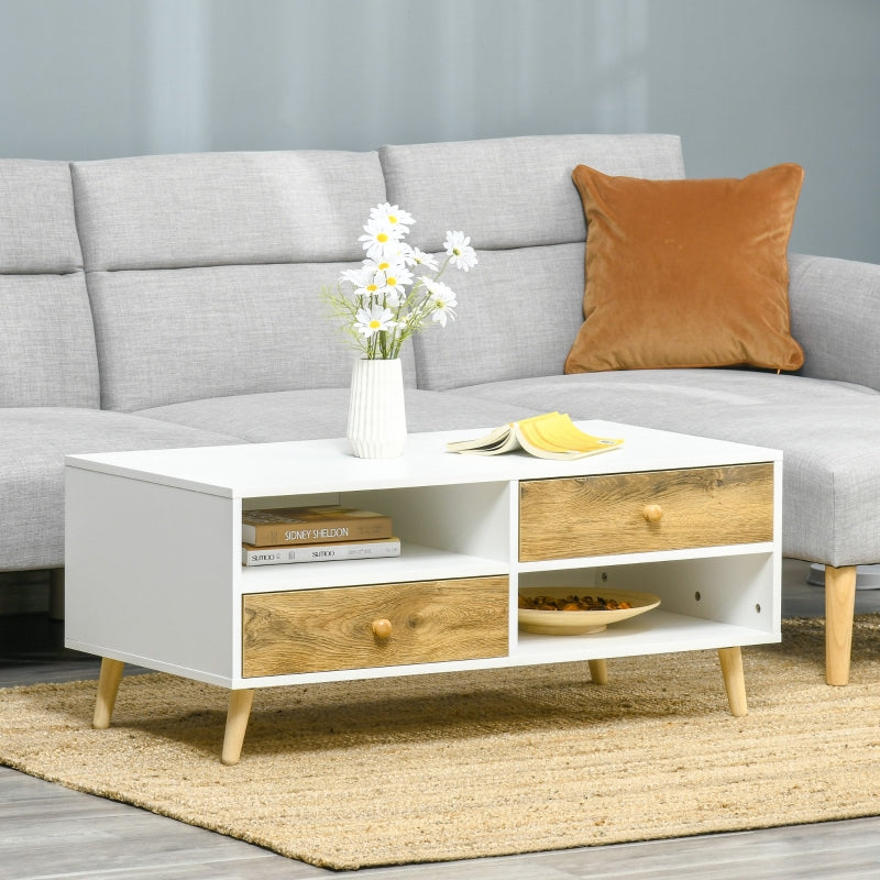 Coffee Table Rectangular End Side , White Brown