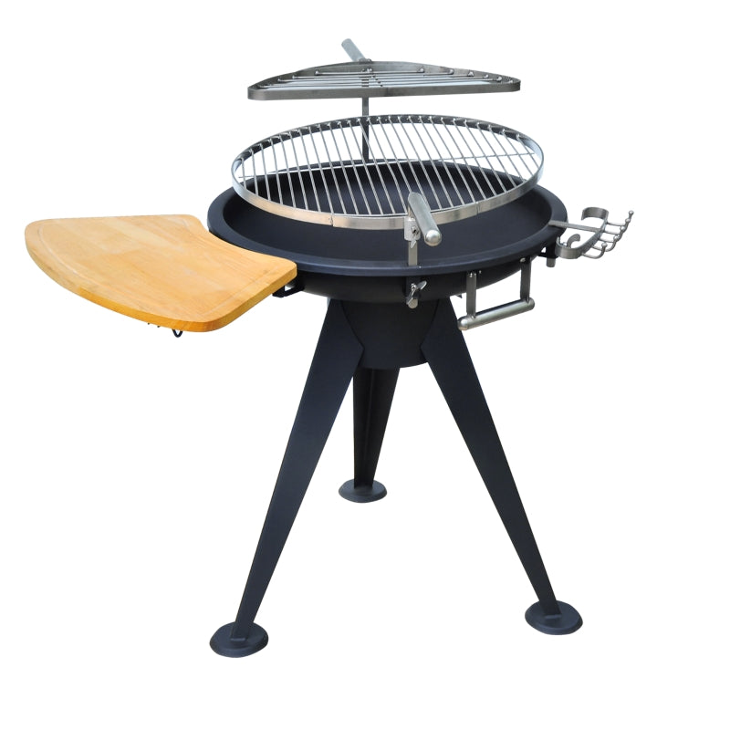 Outsunny Round BBQ Grill W/Cutting Board-Black