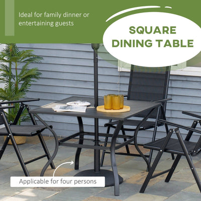 Garden Table With Parasol Hole- Black