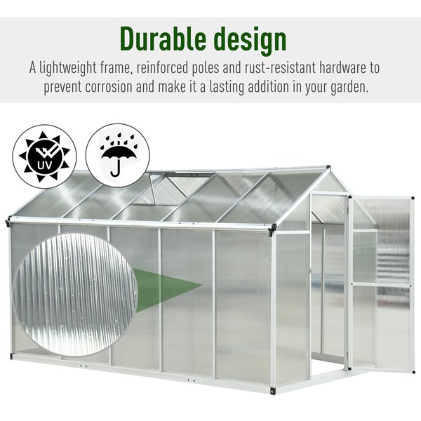 302x190x195cm Clear Polycarbonate Sheet Walk-In Greenhouse