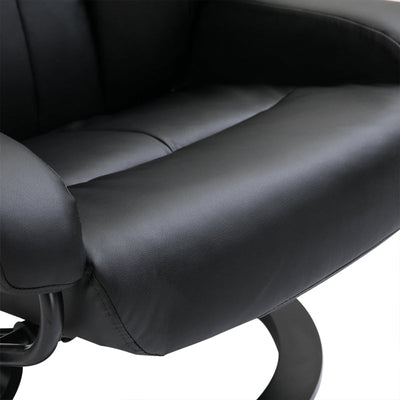 Faux Leather Ten-Point Massage Recliner And Footstool - Black