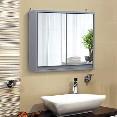 Wall Mounted Bathroom Mirror Cabinet, 48Wx14.5Dx45H cm-Grey