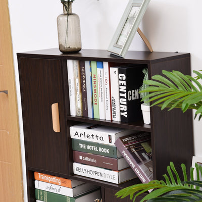 Free Standing Bookcase Shelves W/ Two Doors, 80L X 23.5W 123Hcm - Walnut