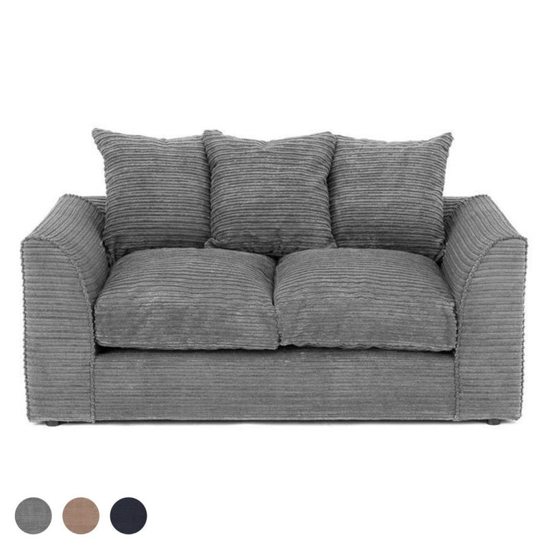 Porto Jumbo Cord 2 Seater Sofa - Grey