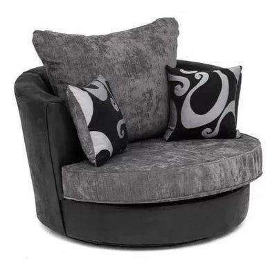 Sparrow Chenille Fabric Swivel Chair - Black & Grey / Brown & Beige