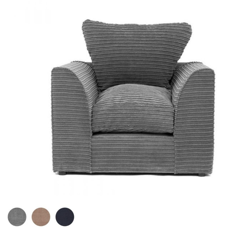 Porto Jumbo Cord Armchair - Grey