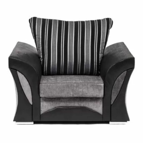 Sparrow Chenille Fabric Armchair - Black & Grey / Brown & Beige