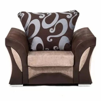 Sparrow Chenille Fabric Armchair - Black & Grey / Brown & Beige